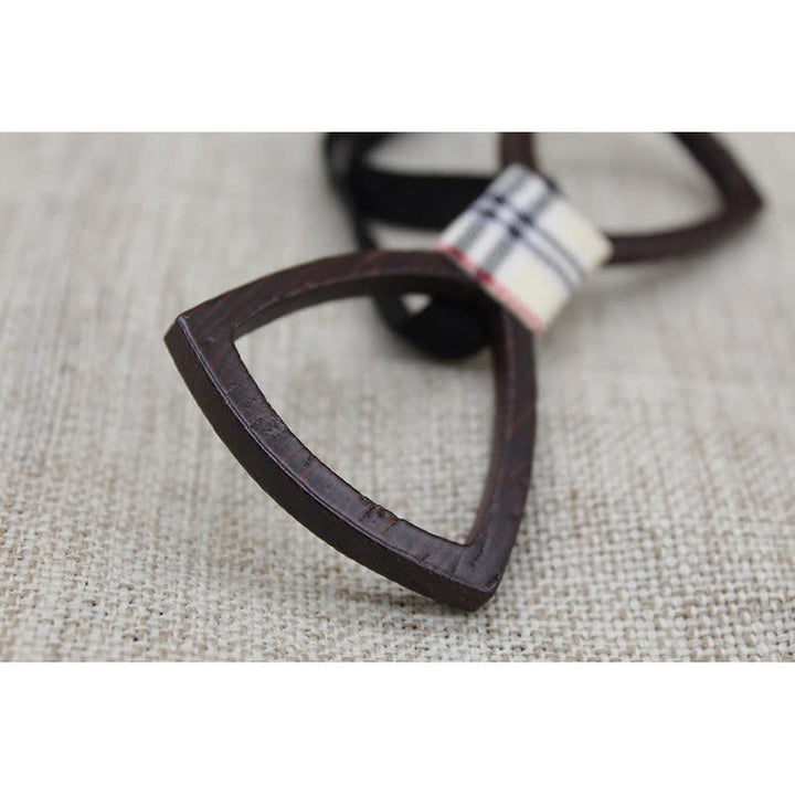 Ensemble de lunettes creuses foncées et noeud papillon en bois pour hommes