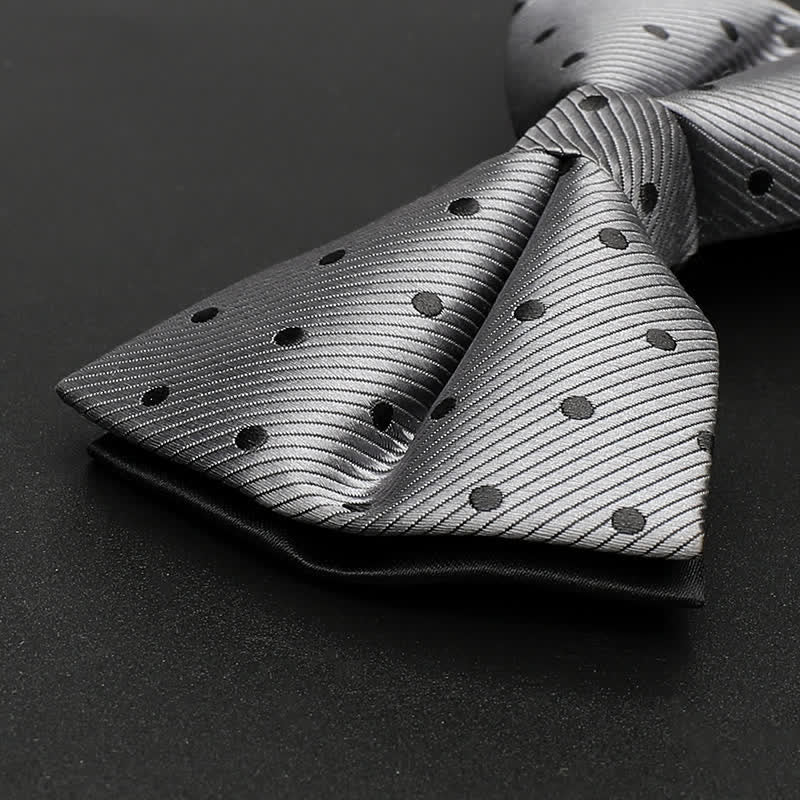 Nœud papillon classique à pois gris pour homme