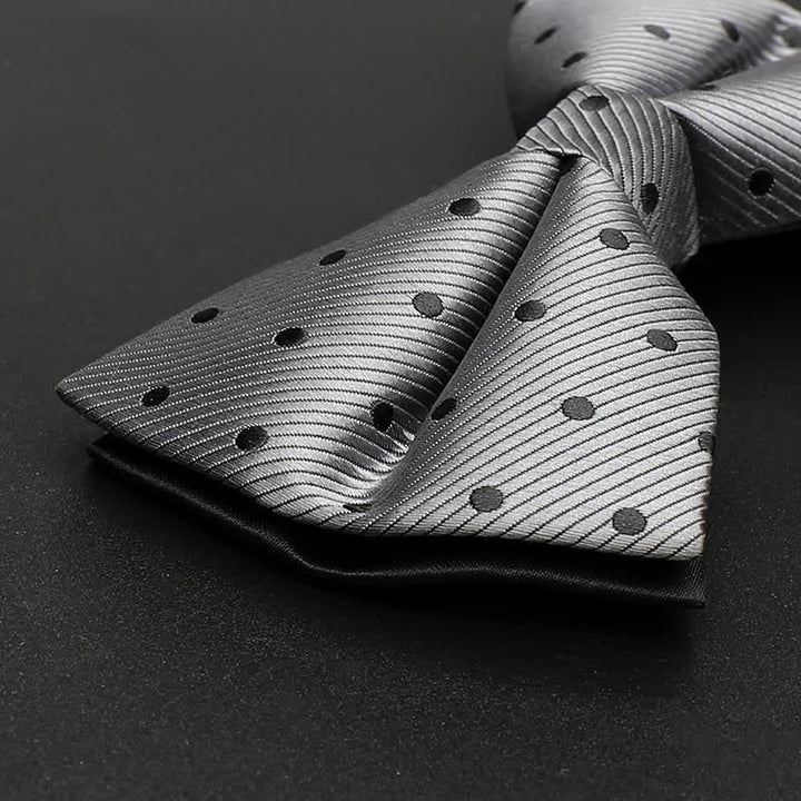 Nœud papillon classique à pois gris pour homme