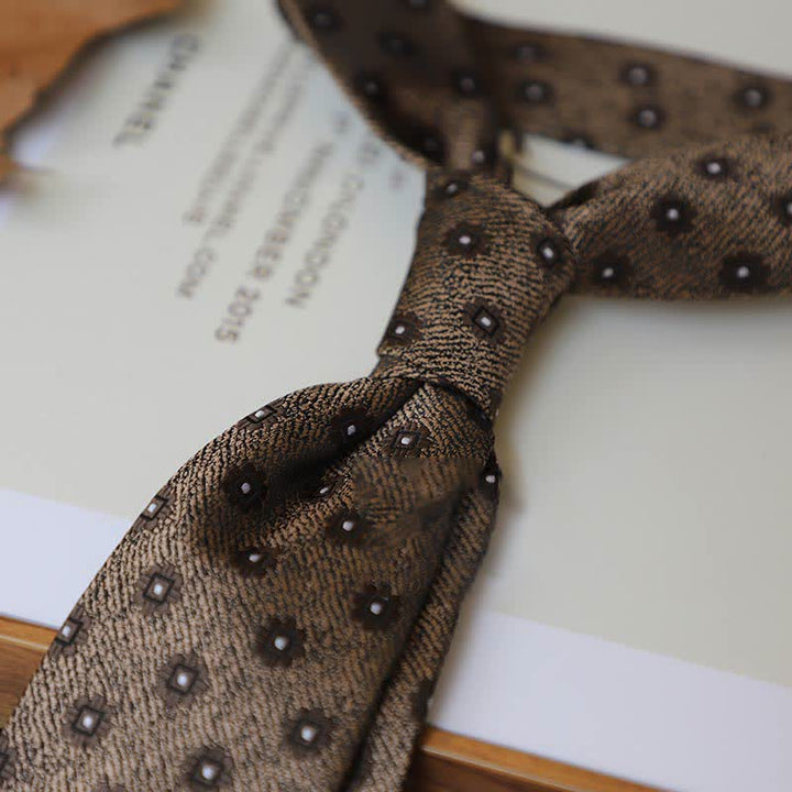 Cravate à rayures pour homme, série couleurs café, motif cachemire