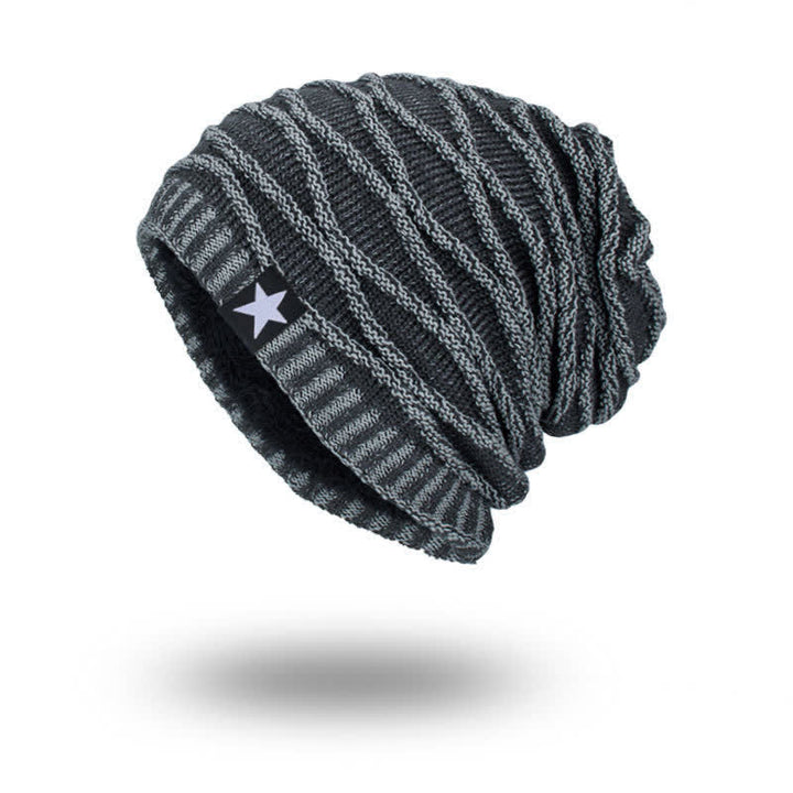 Bonnet tricoté cinq étoiles doublé polaire