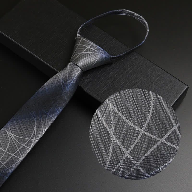 Cravate zippée bleu-gris pour homme Horizon