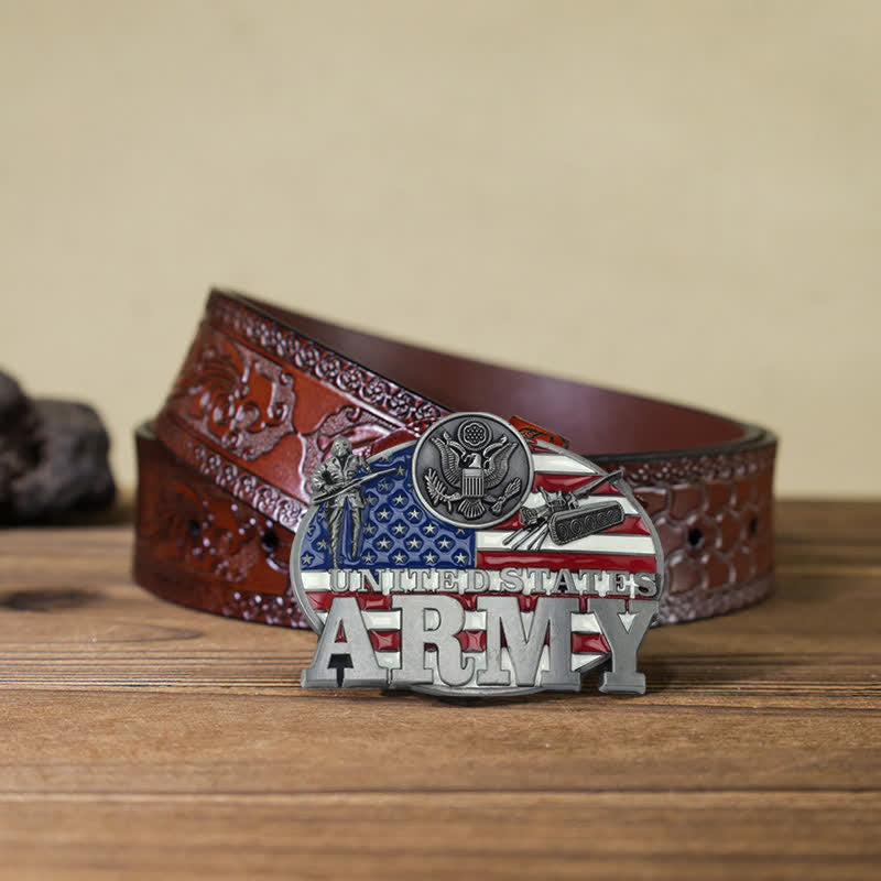 Ceinture en cuir à boucle militaire de l'armée américaine pour homme
