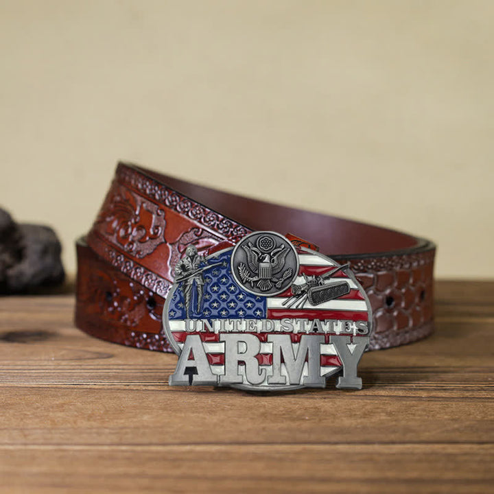 Ceinture en cuir à boucle militaire de l'armée américaine pour homme