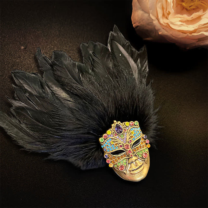 Broche en plumes de masque des tribus primitives