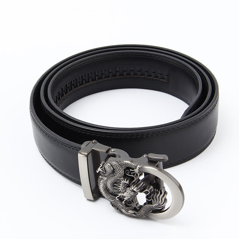 Ceinture en cuir à cliquet automatique Dragon Business pour homme