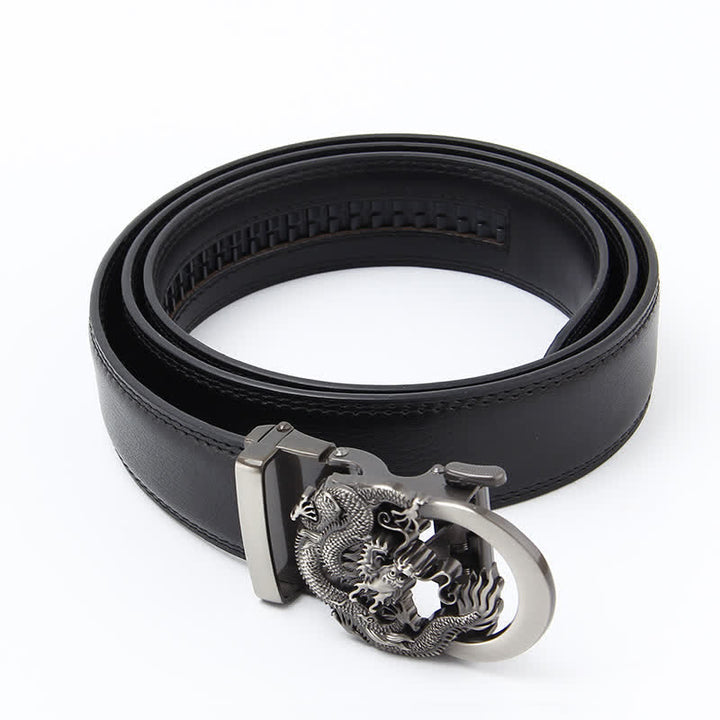 Ceinture en cuir à cliquet automatique Dragon Business pour homme