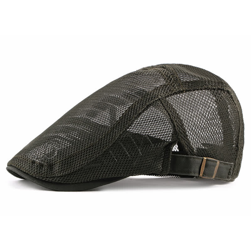 Béret plat en maille creuse respirante pour chapeau de soleil - Vert armée - Réglable (environ 21 5/8"-23 5/8") - image 11