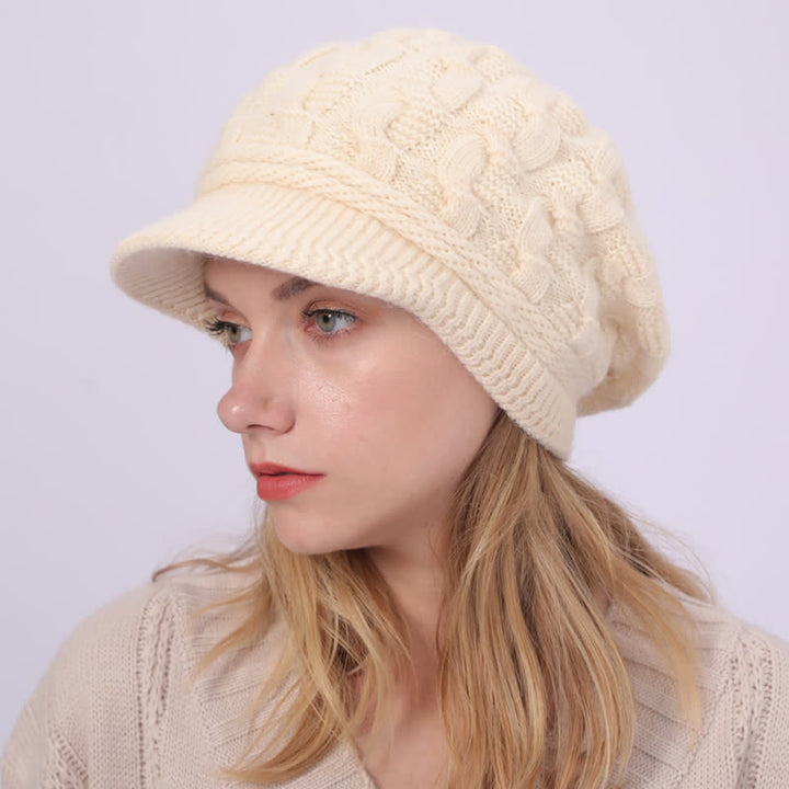 Bonnet à visière ample avec doublure moelleuse pour femme