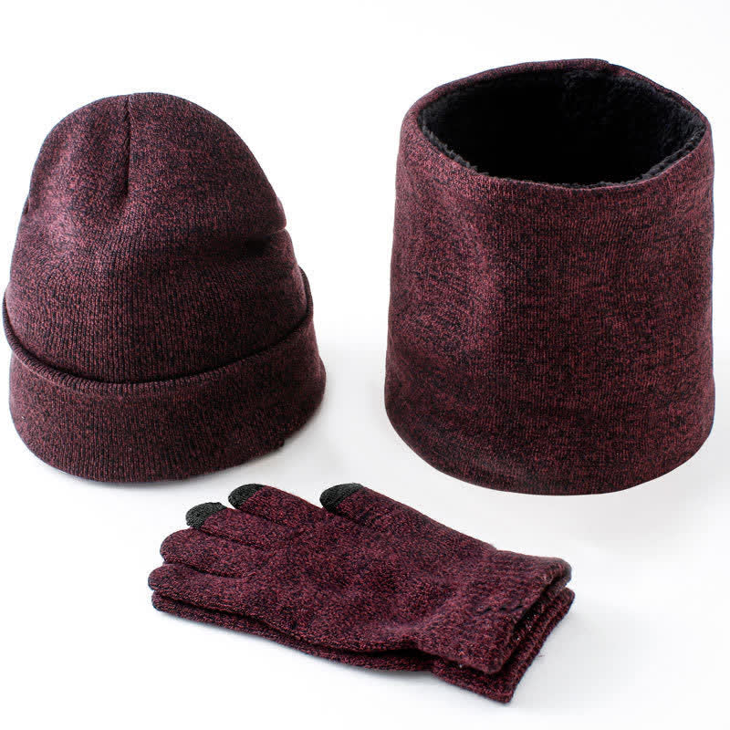 Ensemble de 3 bonnets chauds, écharpes, gants pour écran tactile