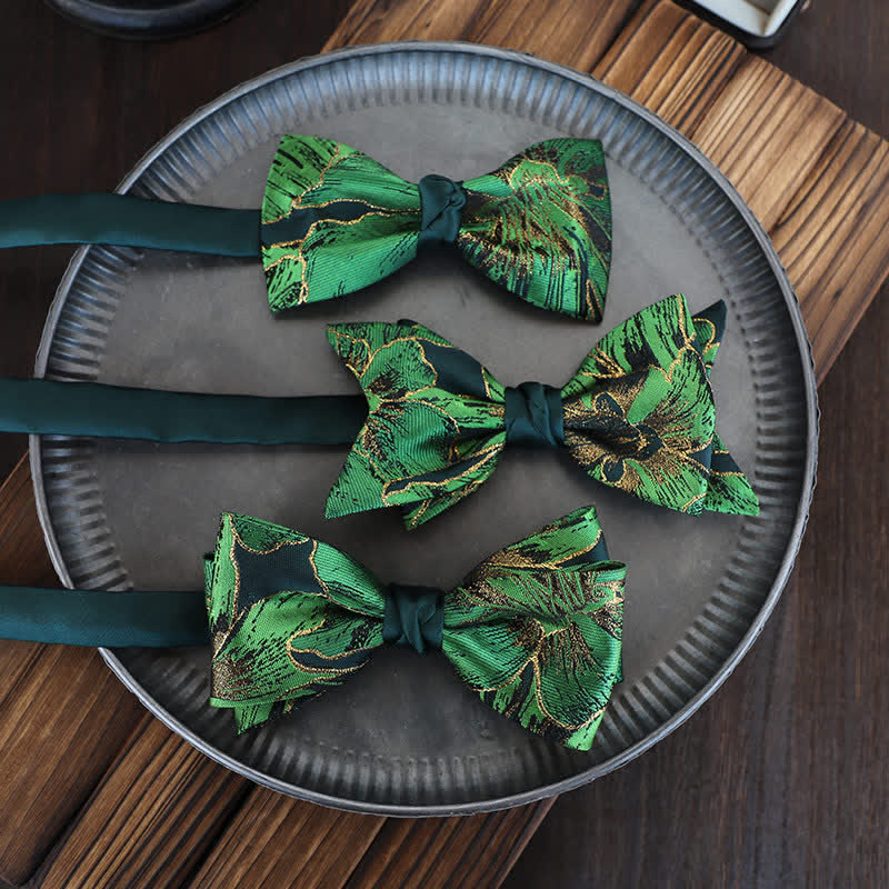 Nœud papillon doré pour homme de la série Green avec motif de carpes koï