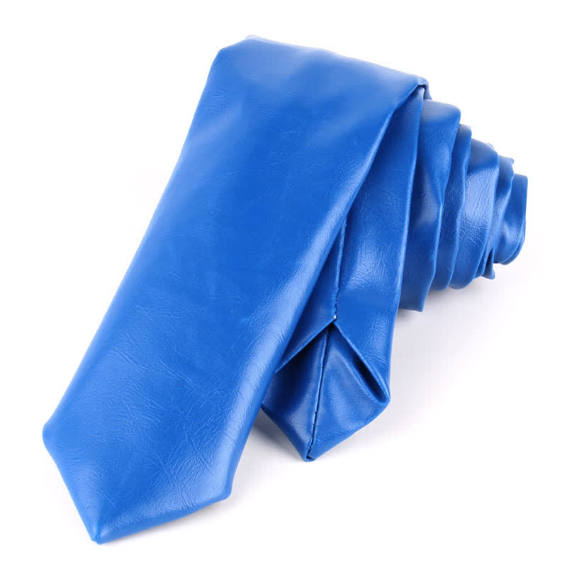 Cravate étroite décontractée en cuir PU pour homme