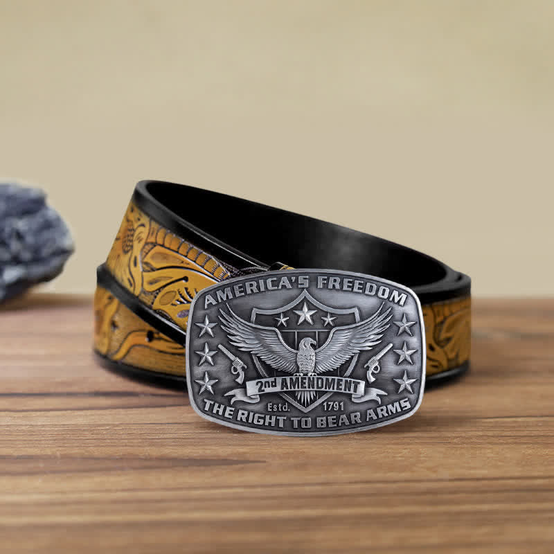 Ceinture en cuir à boucle pour homme avec motif Eagle America's Freedom
