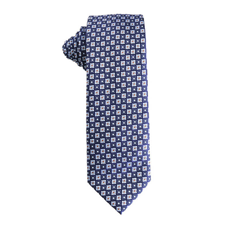 Cravate pour homme de la série Dynamic Shade of Blue - Fleur et carreaux - image 6