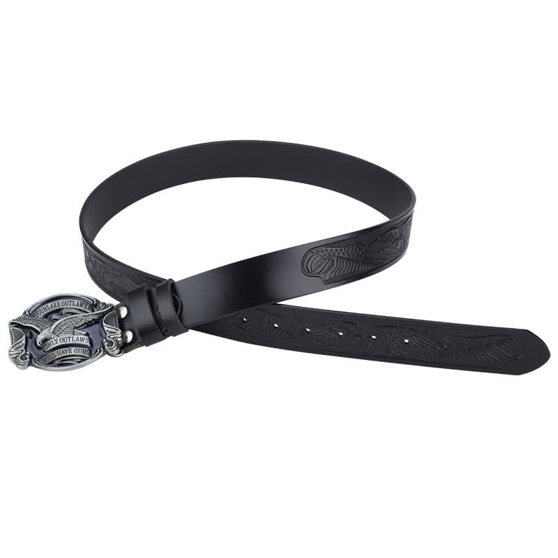 Ceinture en cuir pour homme avec drapeau américain Soaring Eagle
