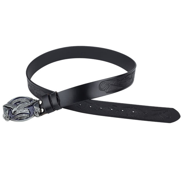 Ceinture en cuir pour homme avec drapeau américain Soaring Eagle