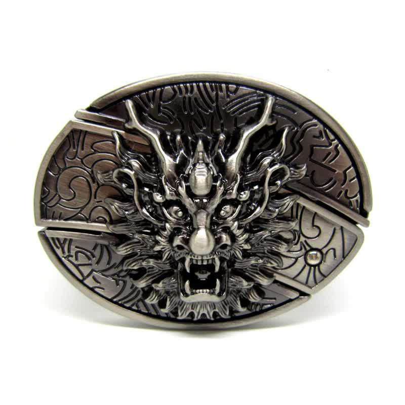 Ceinture en cuir pour homme avec tête de dragon et couteau pliant