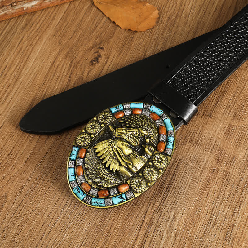 Ceinture en cuir turquoise style bohème indien pour homme
