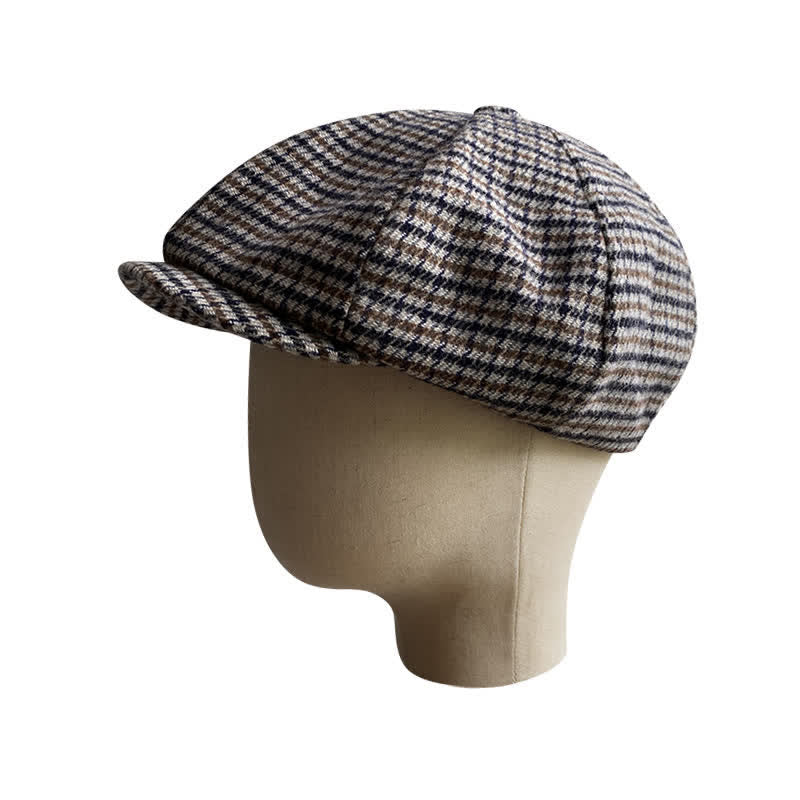 Casquette béret gavroche à carreaux pied-de-poule
