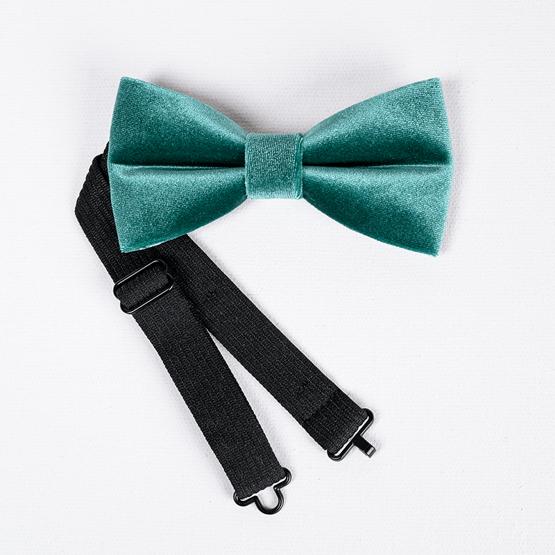 Nœud papillon en velours uni vert sarcelle pour homme