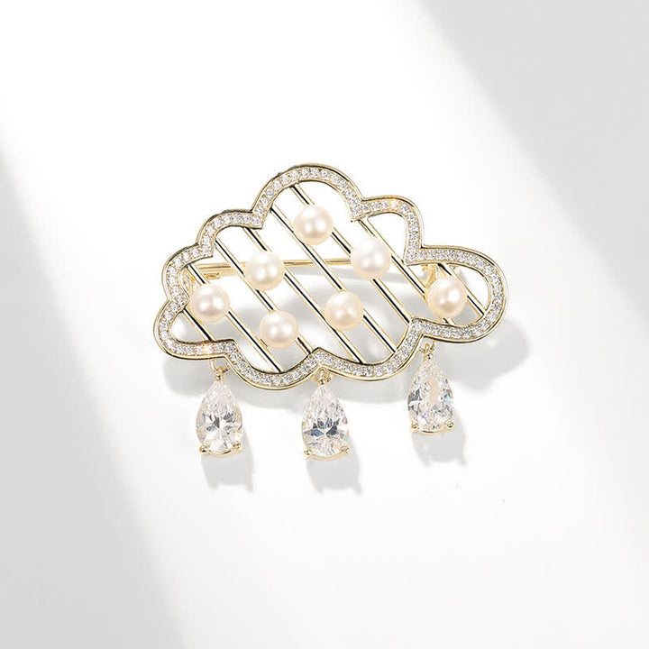 Broche en perles pour femme en forme de nuage de pluie