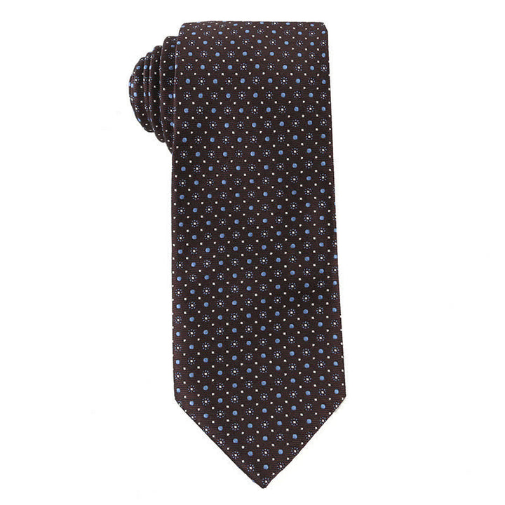 Cravate pour homme de la série Retro Brown - Fleur et point - image 9