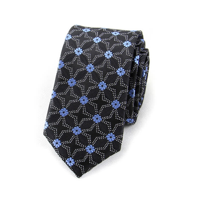 Cravate géométrique brodée de fleurs pour homme