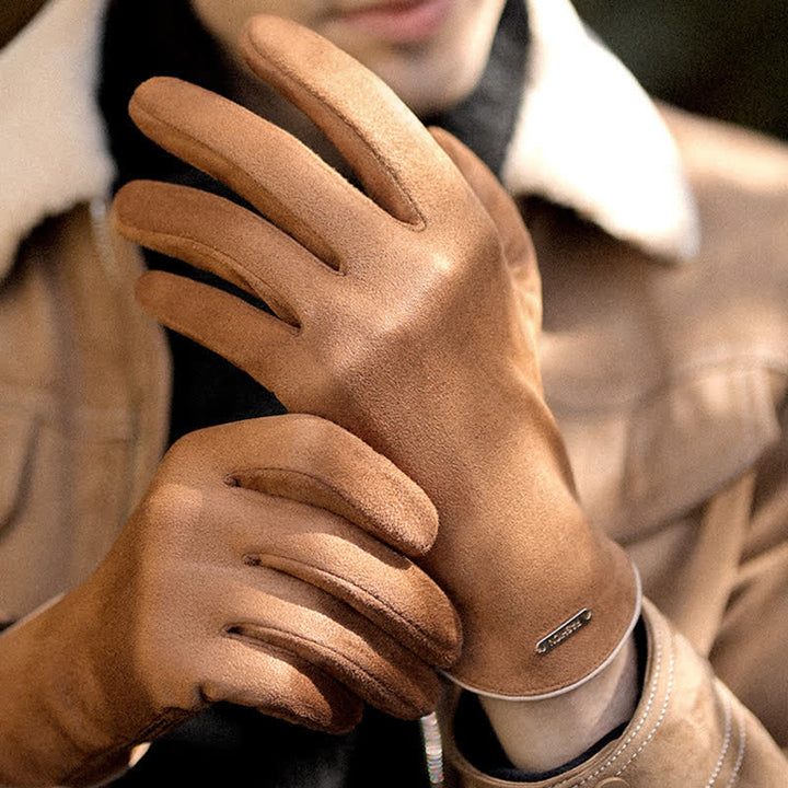 Gants en daim et velours thermiques à doigts fendus