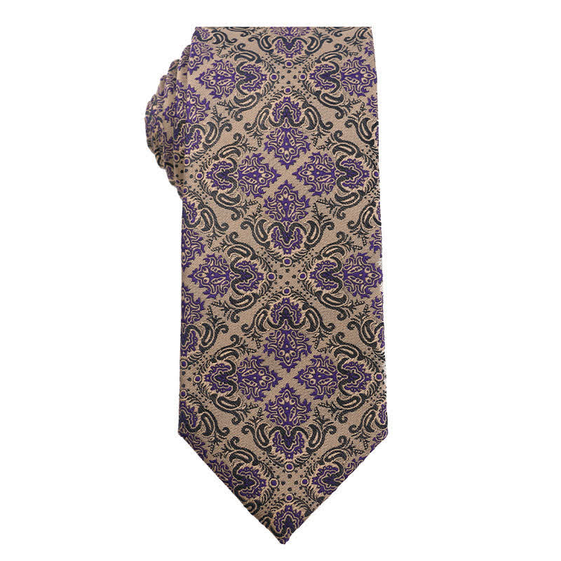 Cravate pour homme de la série British Khaki Champagne - Fleur exotique - image 8