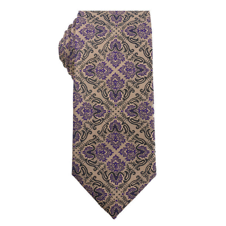 Cravate pour homme de la série British Khaki Champagne - Fleur exotique - image 8