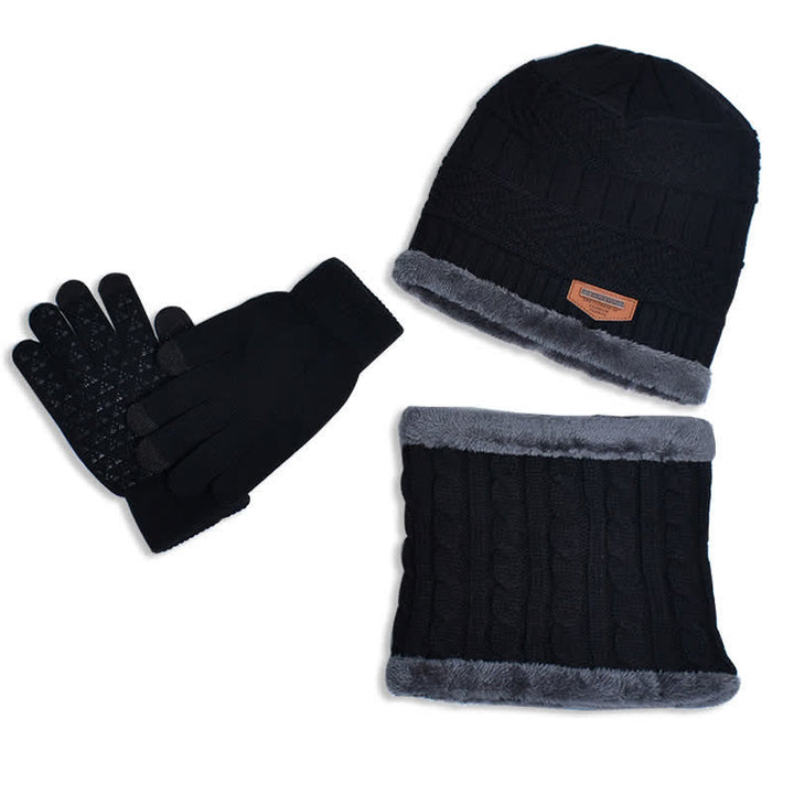 Ensemble bonnet, écharpe, gants tricotés pour adulte et enfant 3 pièces