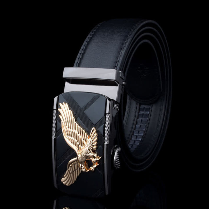 Ceinture en cuir à boucle automatique pour homme avec motif aigle animal - Or et noir - 46 - image 10