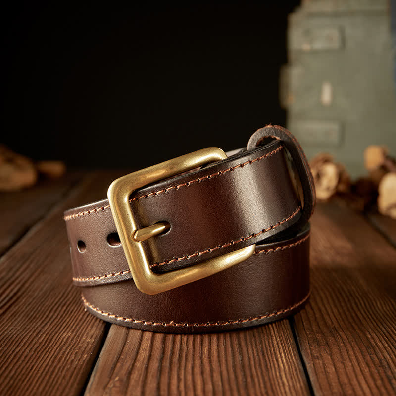Ceinture en cuir vintage à boucle simple pour homme