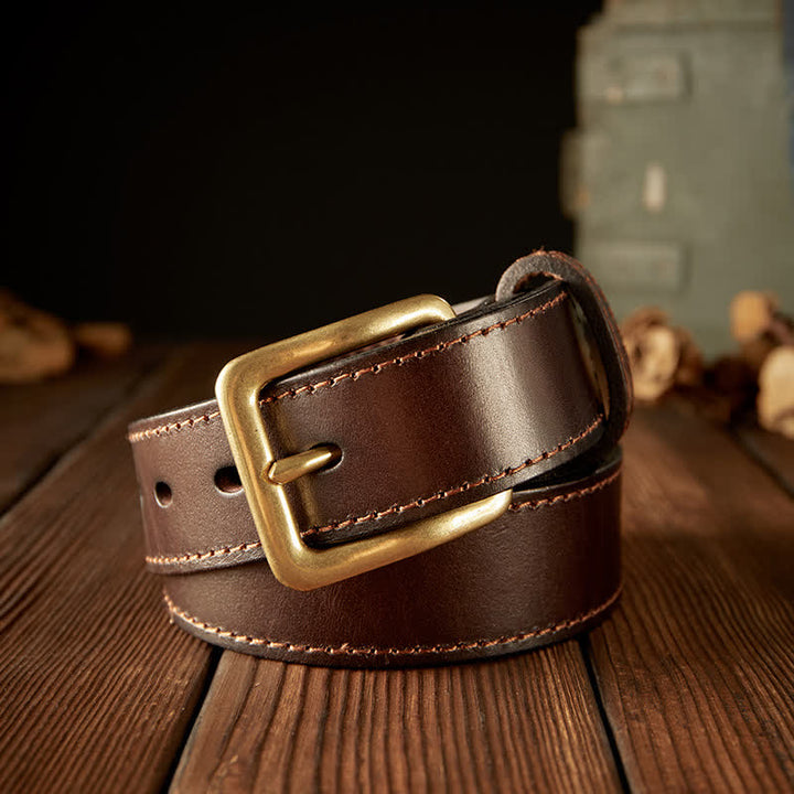 Ceinture en cuir vintage à boucle simple pour homme