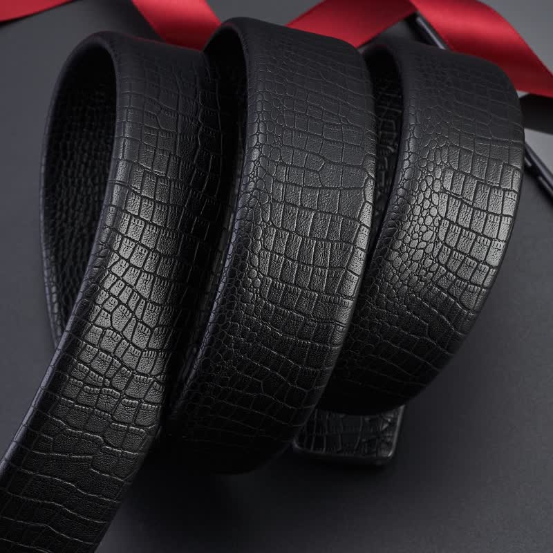 Ceinture en cuir à boucle tête de léopard motif serpent pour homme