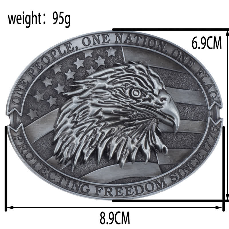Ceinture en cuir à boucle pour homme avec tête d'aigle à tête blanche et drapeau américain