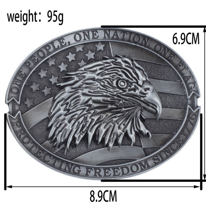 Ceinture en cuir à boucle pour homme avec tête d'aigle à tête blanche et drapeau américain