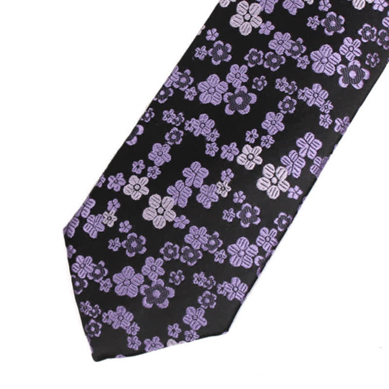 Cravate fine à petites fleurs violettes pour homme