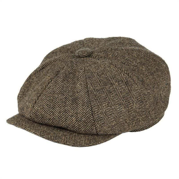 Béret octogonal en tweed à chevrons classique