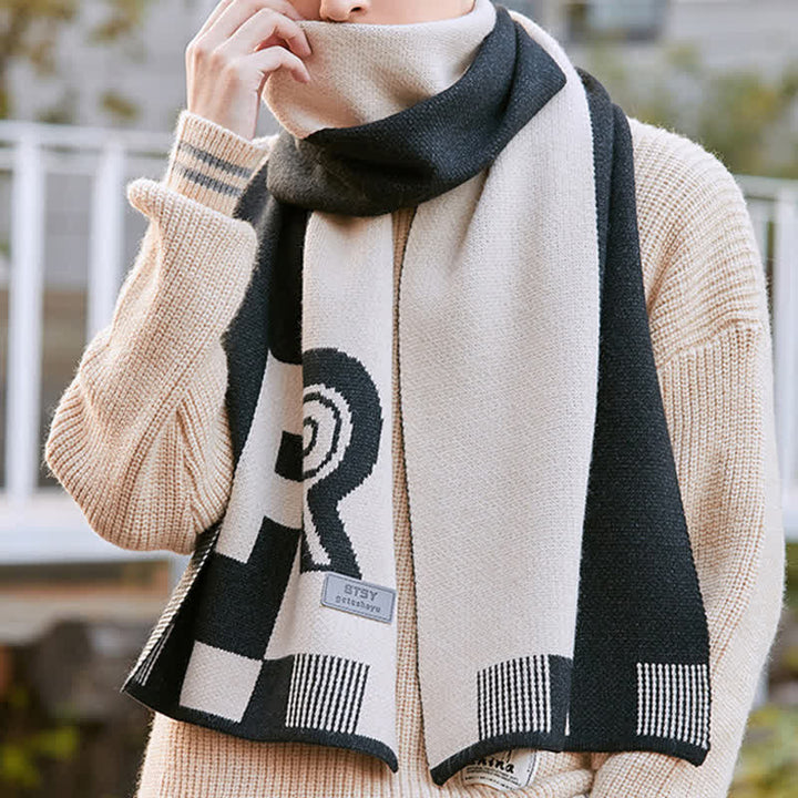 Écharpe longue à rayures pour homme, idéale pour temps froid