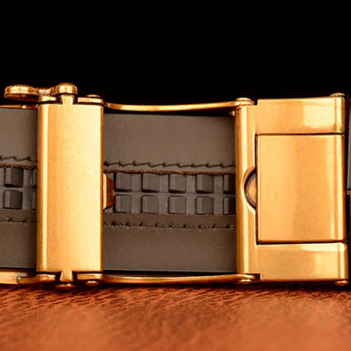 Ceinture en cuir à boucle automatique vintage pour homme avec ailes d'aigle