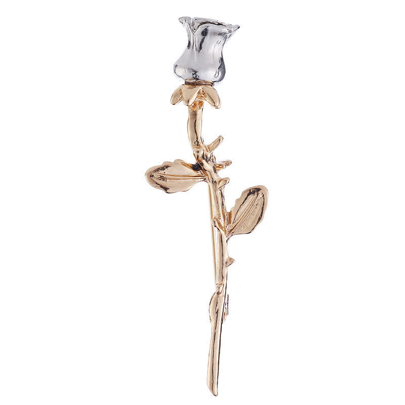 Charmante broche en forme de tige de rose pour homme