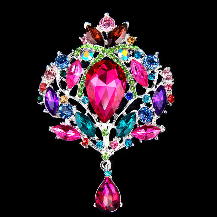 Broche en forme de goutte d'eau en forme de bouton floral brillant pour femme