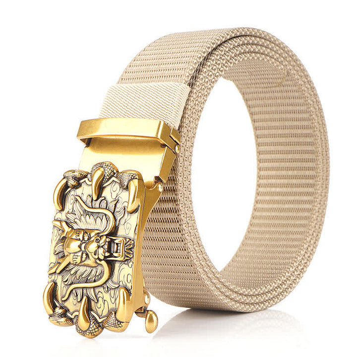 Ceinture décontractée en nylon à motif dragon pour homme