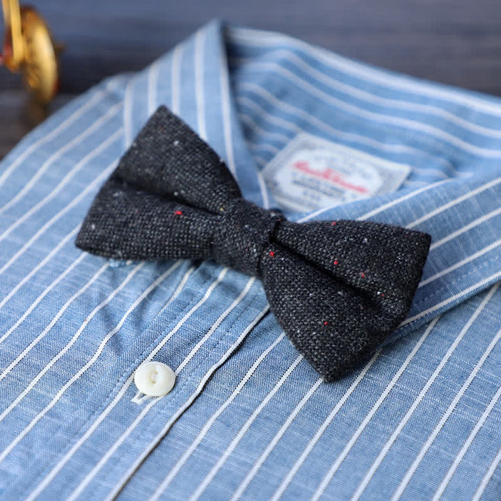 Nœud papillon simple en tweed de laine mélangée pour homme