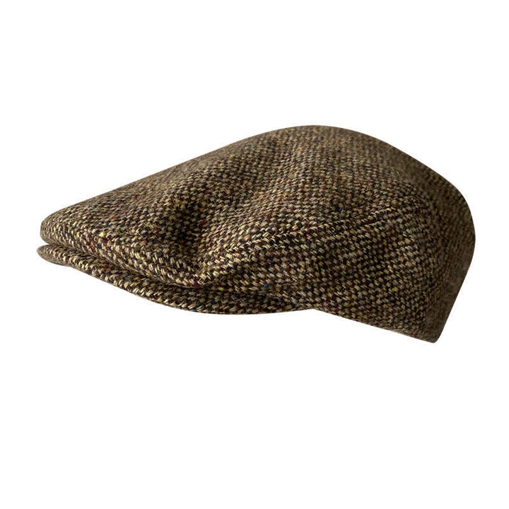 Casquette plaque en tweed à chevrons et à carreaux