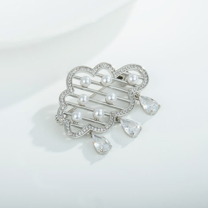 Broche en perles pour femme en forme de nuage de pluie