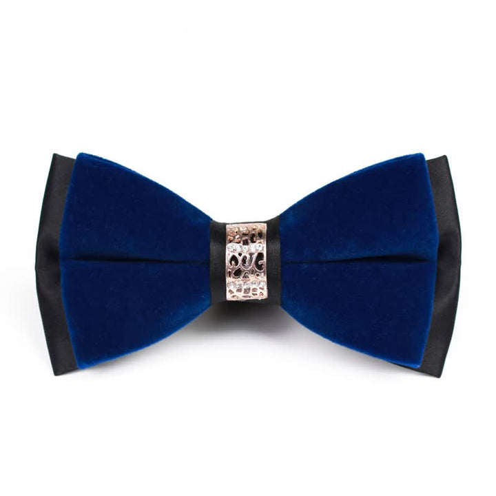 Nœud papillon en velours patchwork strass pour homme