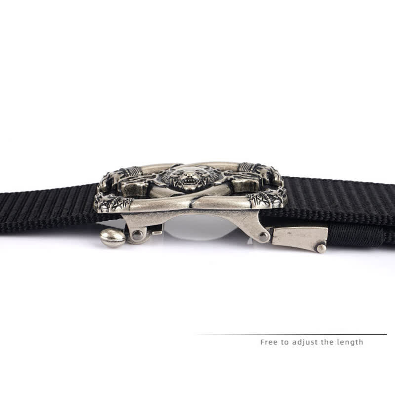 Ceinture en nylon pour homme avec loups féroces en flammes