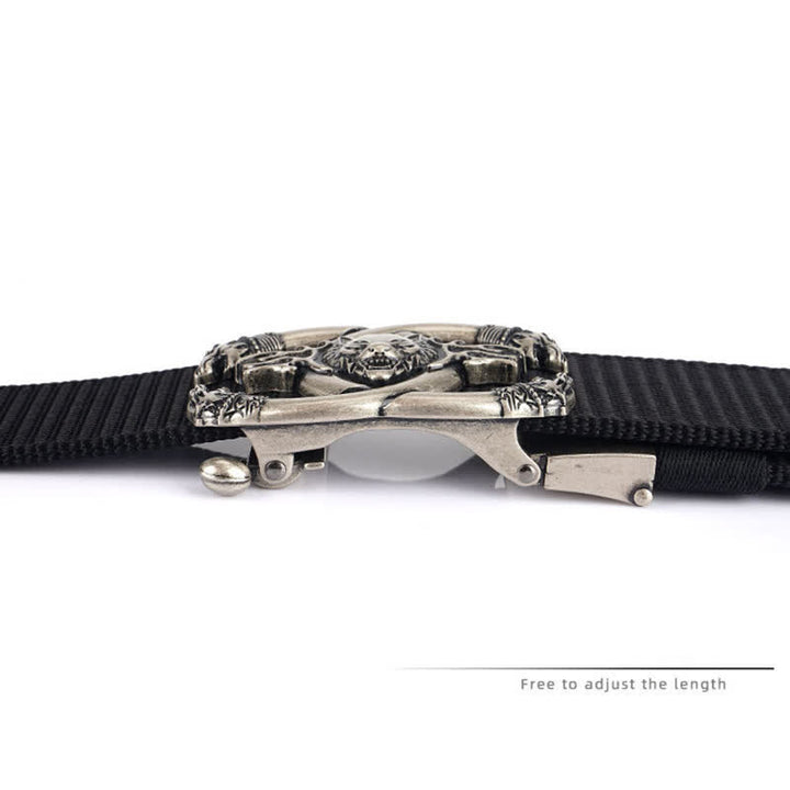 Ceinture en nylon pour homme avec loups féroces en flammes